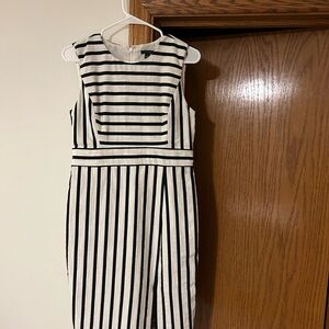 Ann Taylor Black and White Sheath Dress with Round Neck